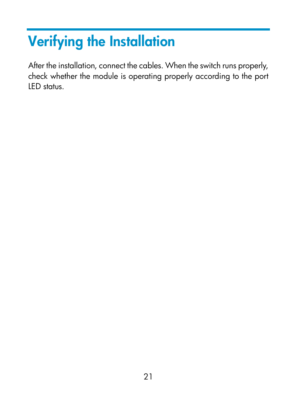 Verifying the installation | H3C Technologies H3C S5800 Series Switches User Manual | Page 26 / 26