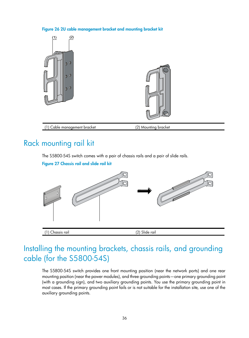 Rack mounting rail kit, Figure 26 | H3C Technologies H3C S5800 Series Switches User Manual | Page 46 / 103