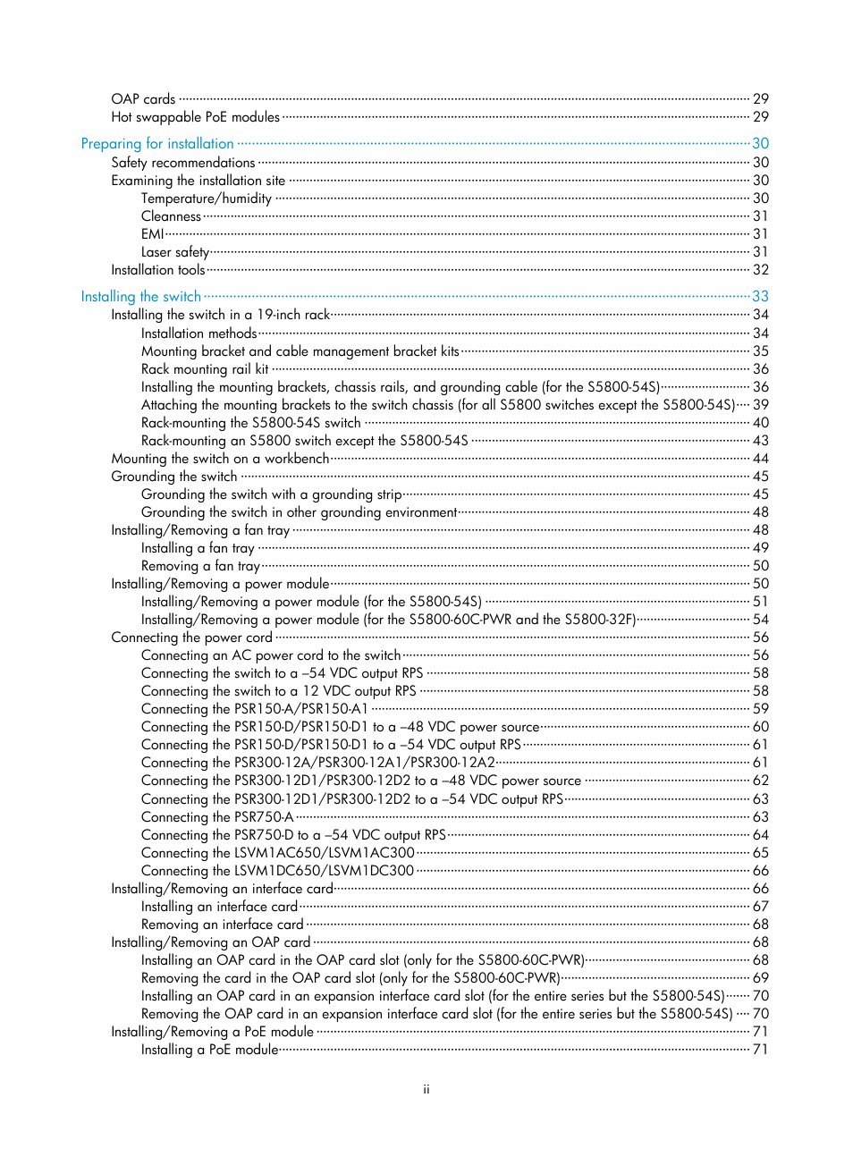 H3C Technologies H3C S5800 Series Switches User Manual | Page 9 / 103