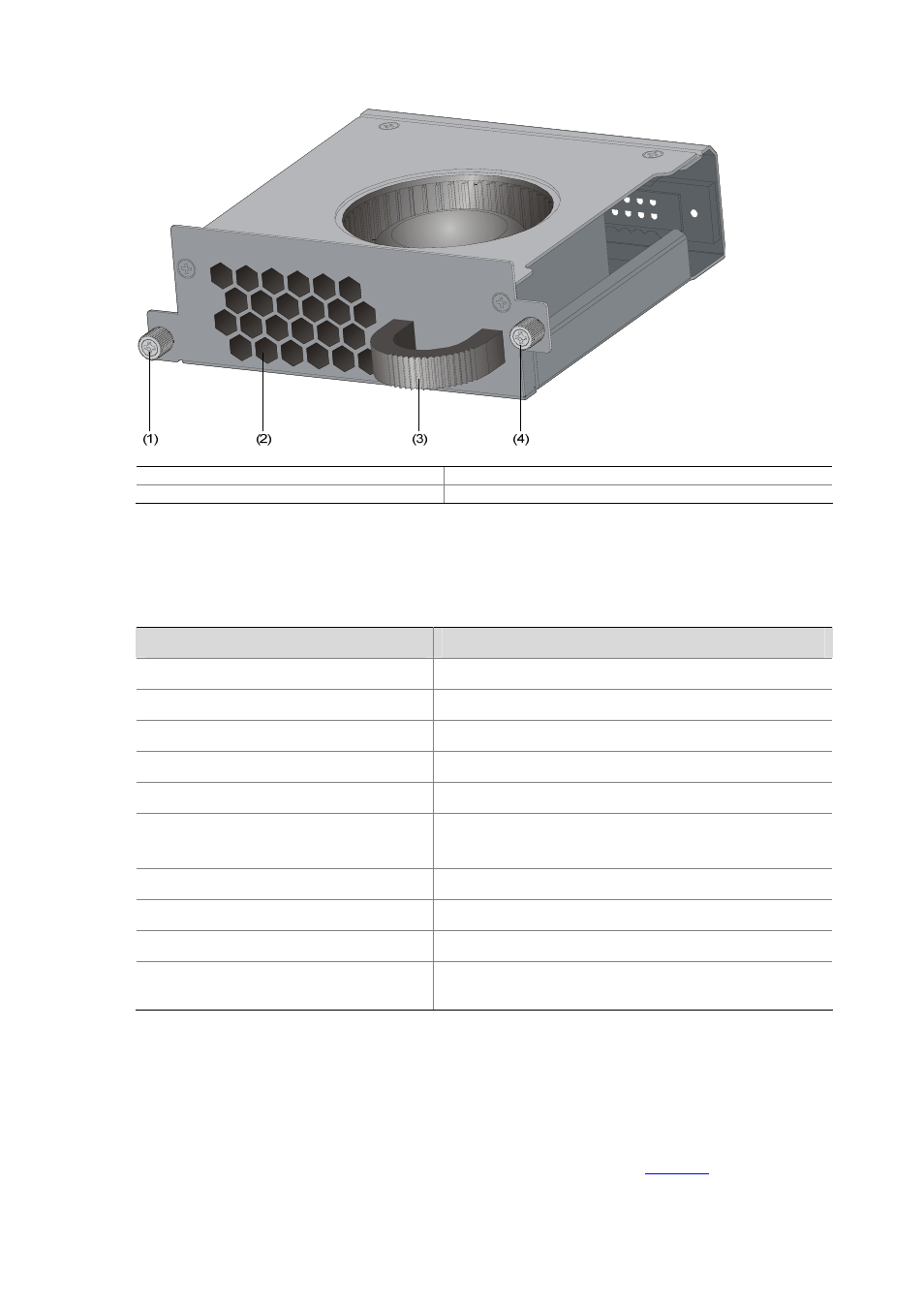 Lsw1bfan specifications, Fan tray fail leds | H3C Technologies H3C S5800 Series Switches User Manual | Page 8 / 14