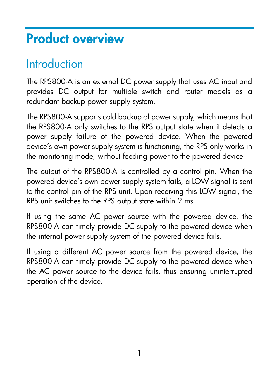 Product overview, Introduction | H3C Technologies H3C S5800 Series Switches User Manual | Page 5 / 17