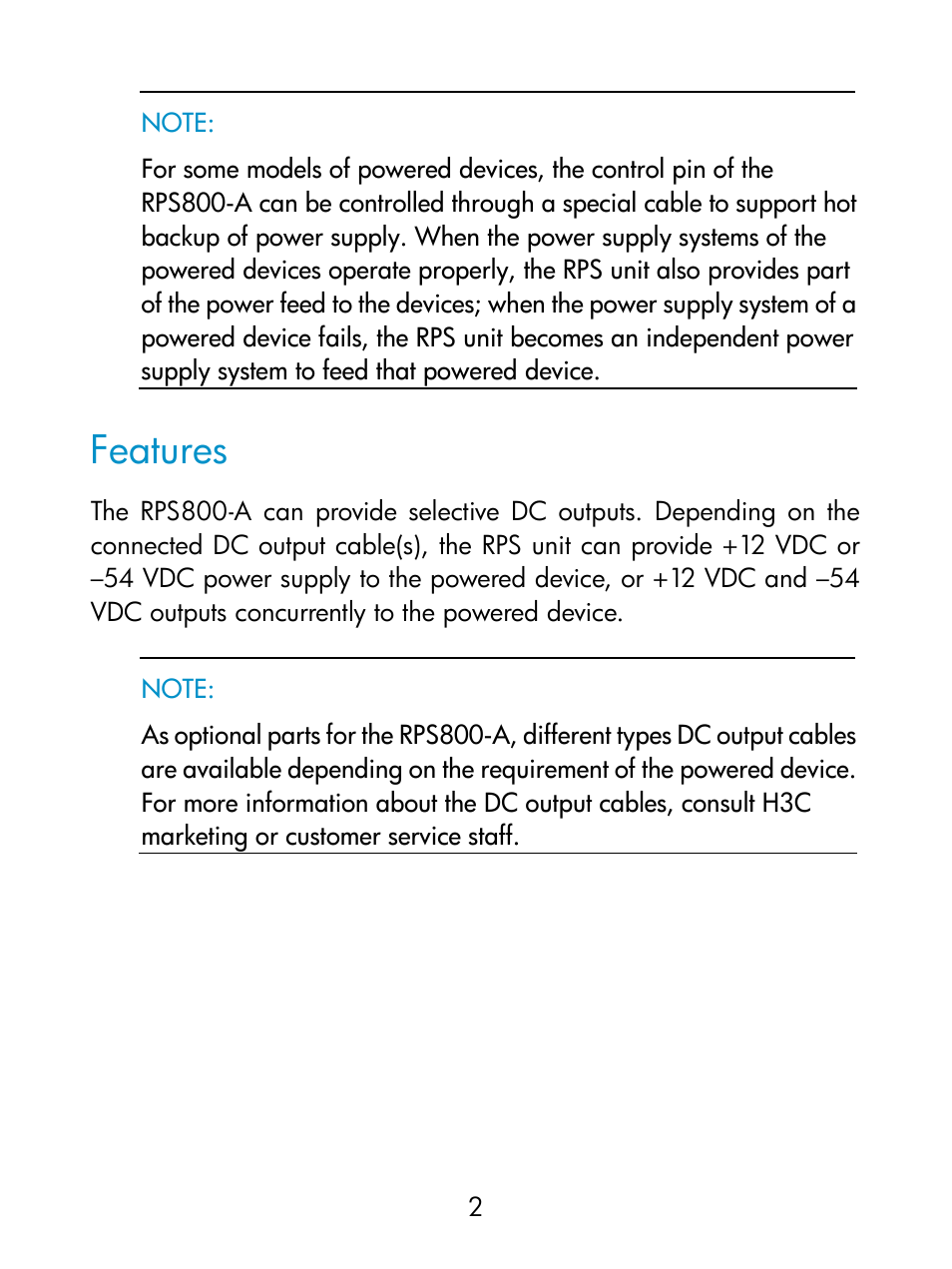 Features | H3C Technologies H3C S5800 Series Switches User Manual | Page 6 / 17