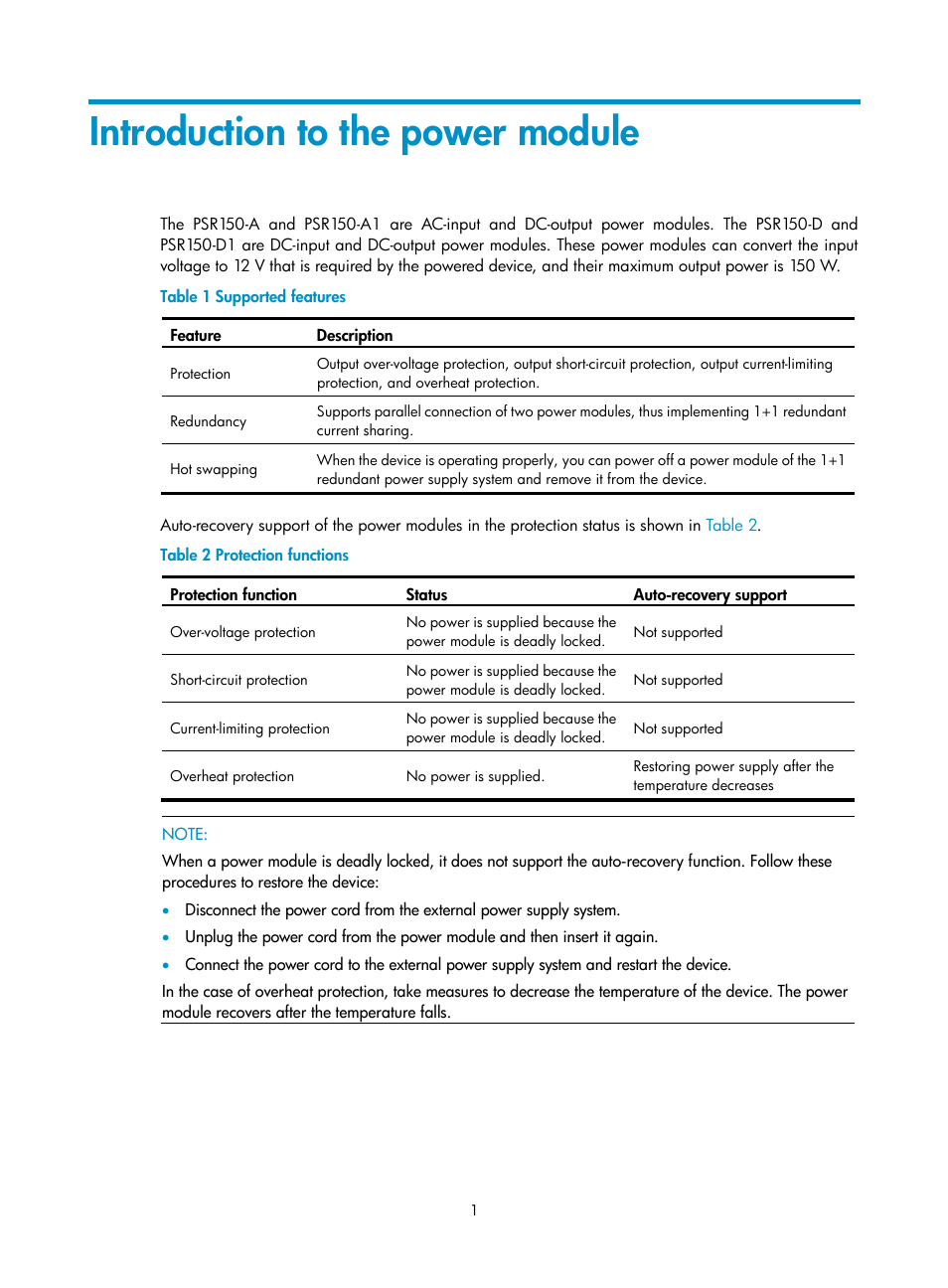 Introduction to the power module | H3C Technologies H3C S5800 Series Switches User Manual | Page 6 / 13