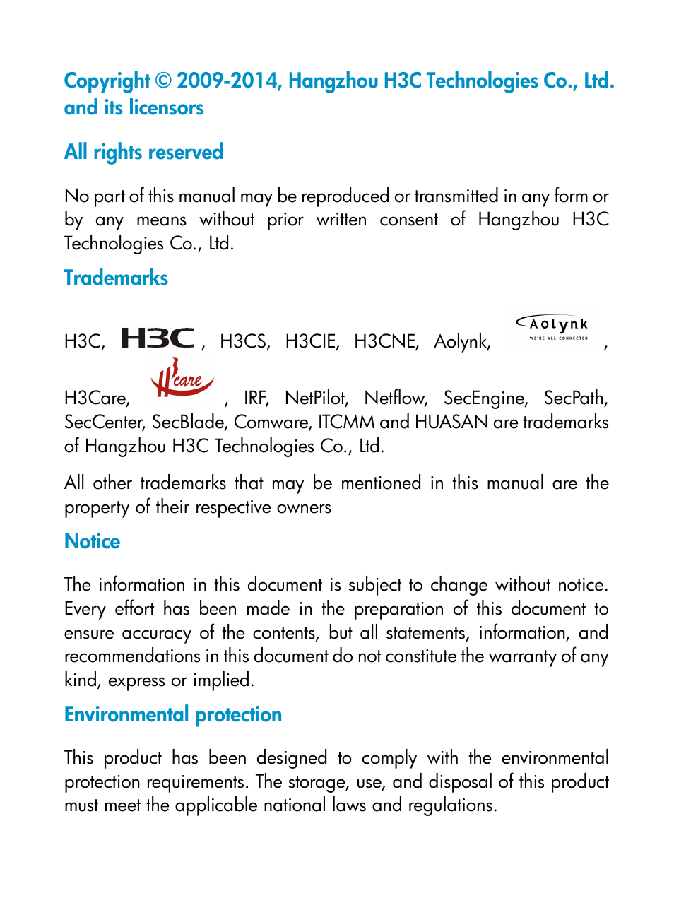 H3C Technologies H3C S5800 Series Switches User Manual | Page 2 / 16