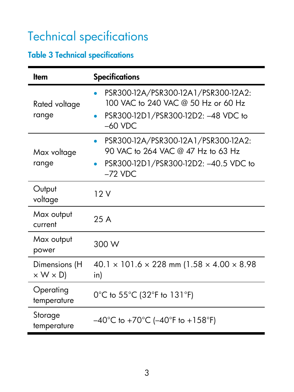 Technical specifications | H3C Technologies H3C S5800 Series Switches User Manual | Page 7 / 16