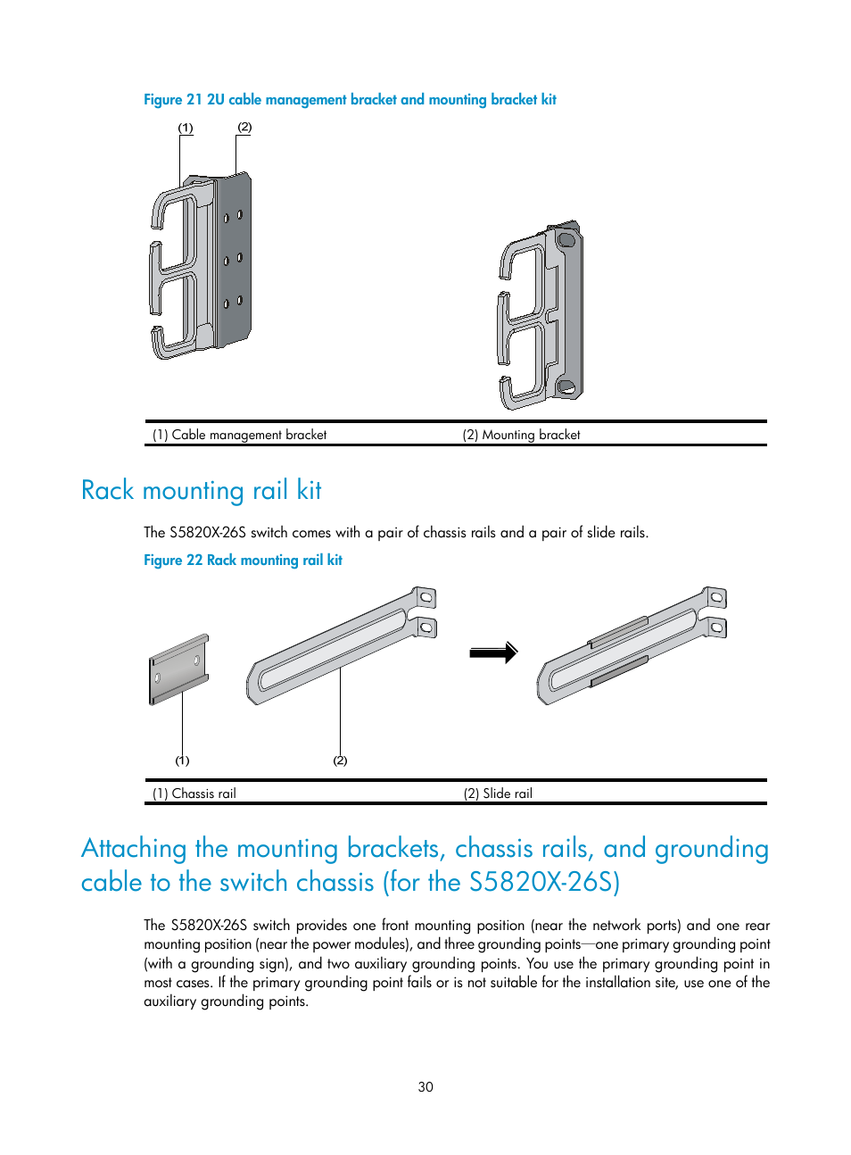 Rack mounting rail kit, Figure 21 | H3C Technologies H3C S5820X Series Switches User Manual | Page 40 / 85