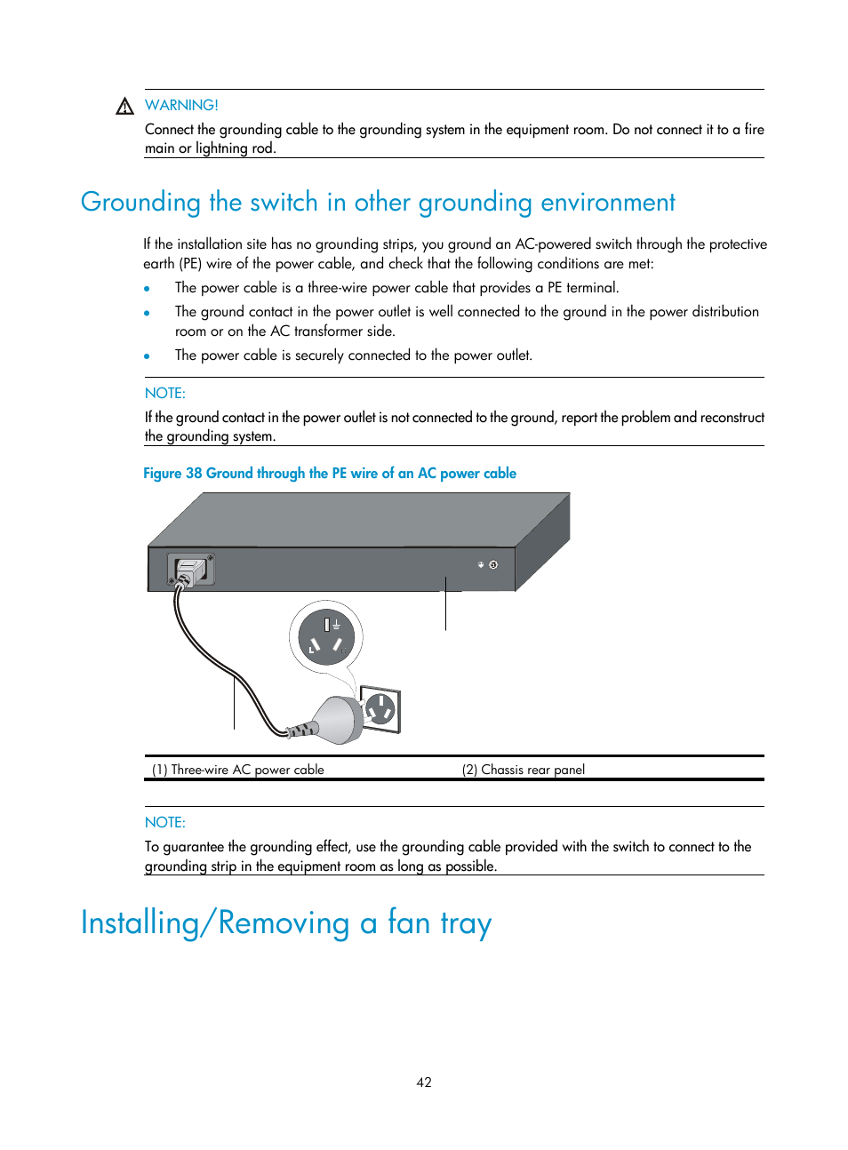 Installing/removing a fan tray, Installing/removing, A fan tray | H3C Technologies H3C S5820X Series Switches User Manual | Page 52 / 85