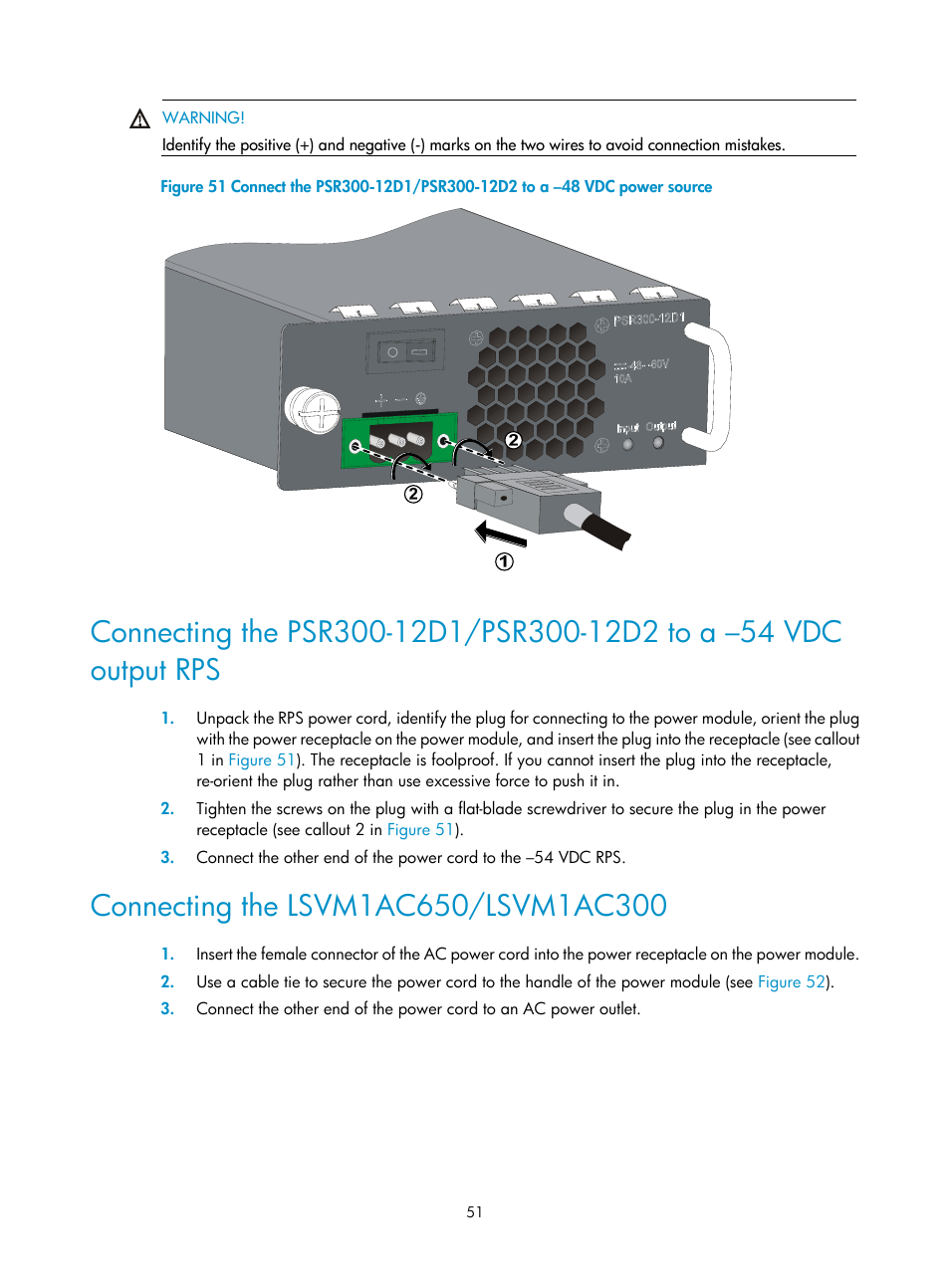 Connecting the lsvm1ac650/lsvm1ac300, Figure 51 | H3C Technologies H3C S5820X Series Switches User Manual | Page 61 / 85