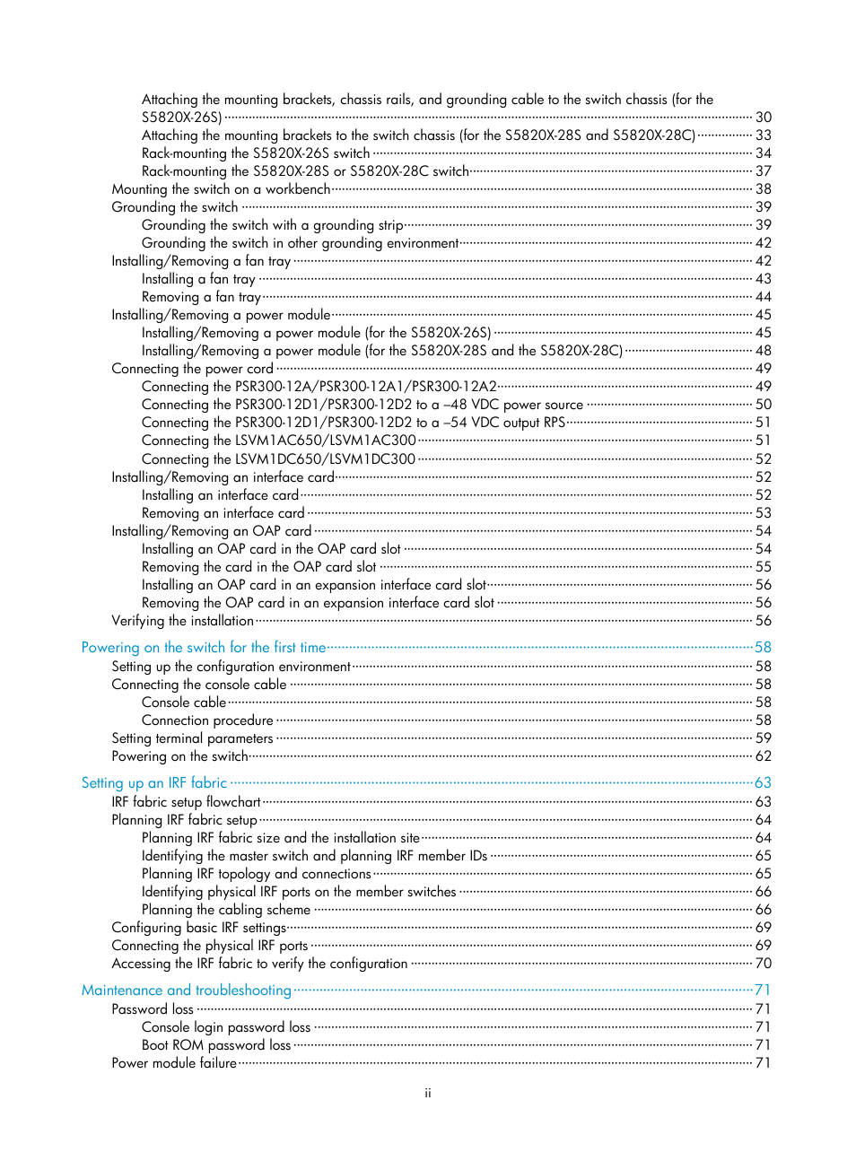 H3C Technologies H3C S5820X Series Switches User Manual | Page 9 / 85