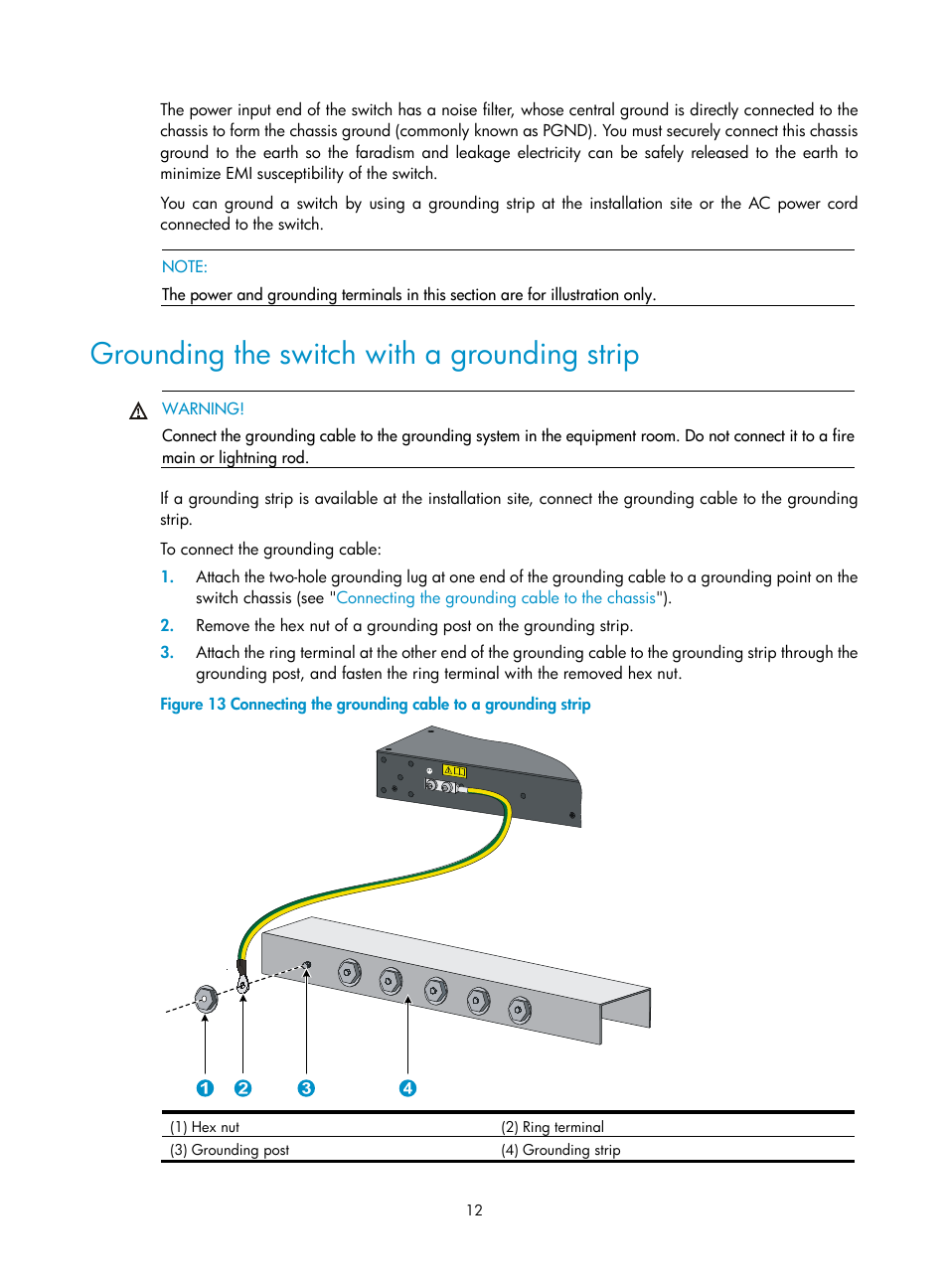 Grounding the switch with a grounding strip | H3C Technologies H3C S5820V2 Series Switches User Manual | Page 20 / 67