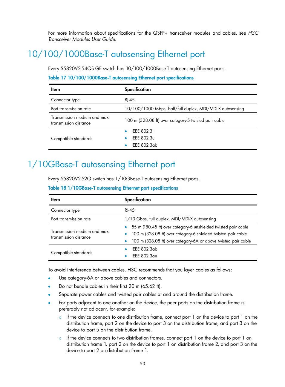 10/100/1000base-t autosensing ethernet port, 1/10gbase-t autosensing ethernet port | H3C Technologies H3C S5820V2 Series Switches User Manual | Page 61 / 67