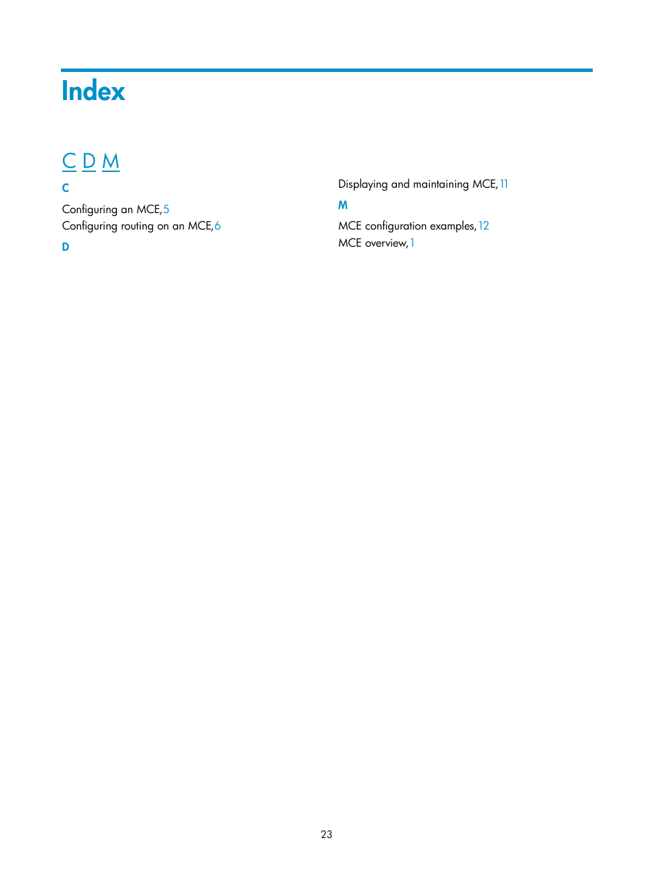 Index, C d m | H3C Technologies H3C S5820V2 Series Switches User Manual | Page 29 / 29