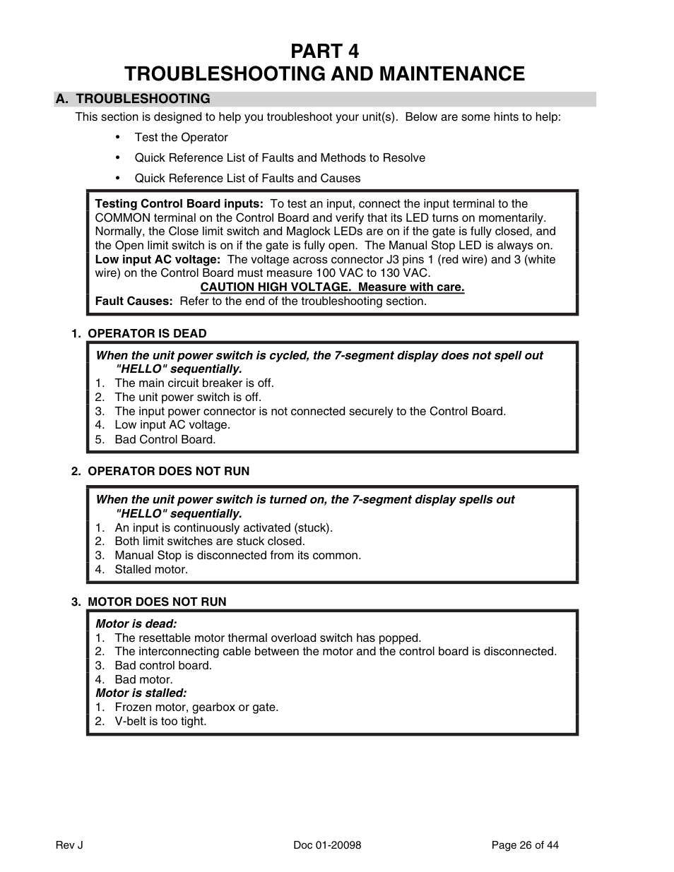 Part 4 troubleshooting and maintenance | Chamberlain SL 1000-X3 User Manual | Page 26 / 44