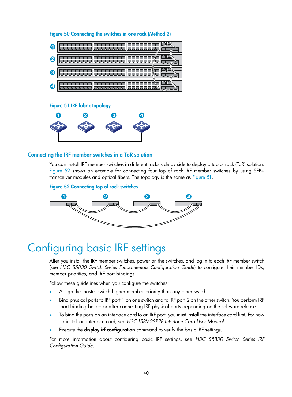 Configuring basic irf settings | H3C Technologies H3C S5830 Series Switches User Manual | Page 46 / 65