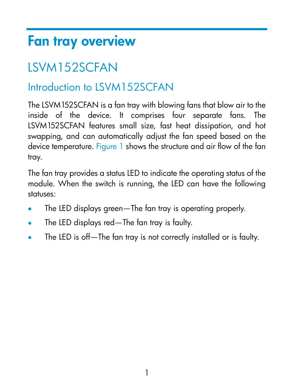 Fan tray overview, Lsvm152scfan, Introduction to lsvm152scfan | H3C Technologies H3C S5830 Series Switches User Manual | Page 6 / 14