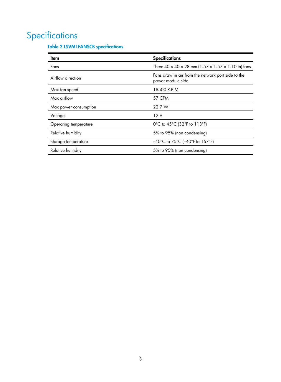 Specifications | H3C Technologies H3C S5830V2 Series Switches User Manual | Page 7 / 10