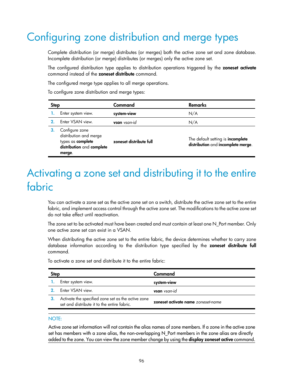 Configuring zone distribution and merge types | H3C Technologies H3C S5830V2 Series Switches User Manual | Page 107 / 235