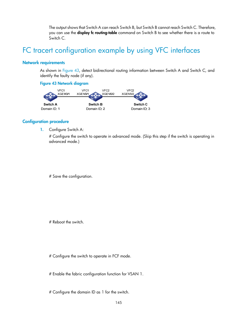 Network requirements, Configuration procedure | H3C Technologies H3C S5830V2 Series Switches User Manual | Page 156 / 235