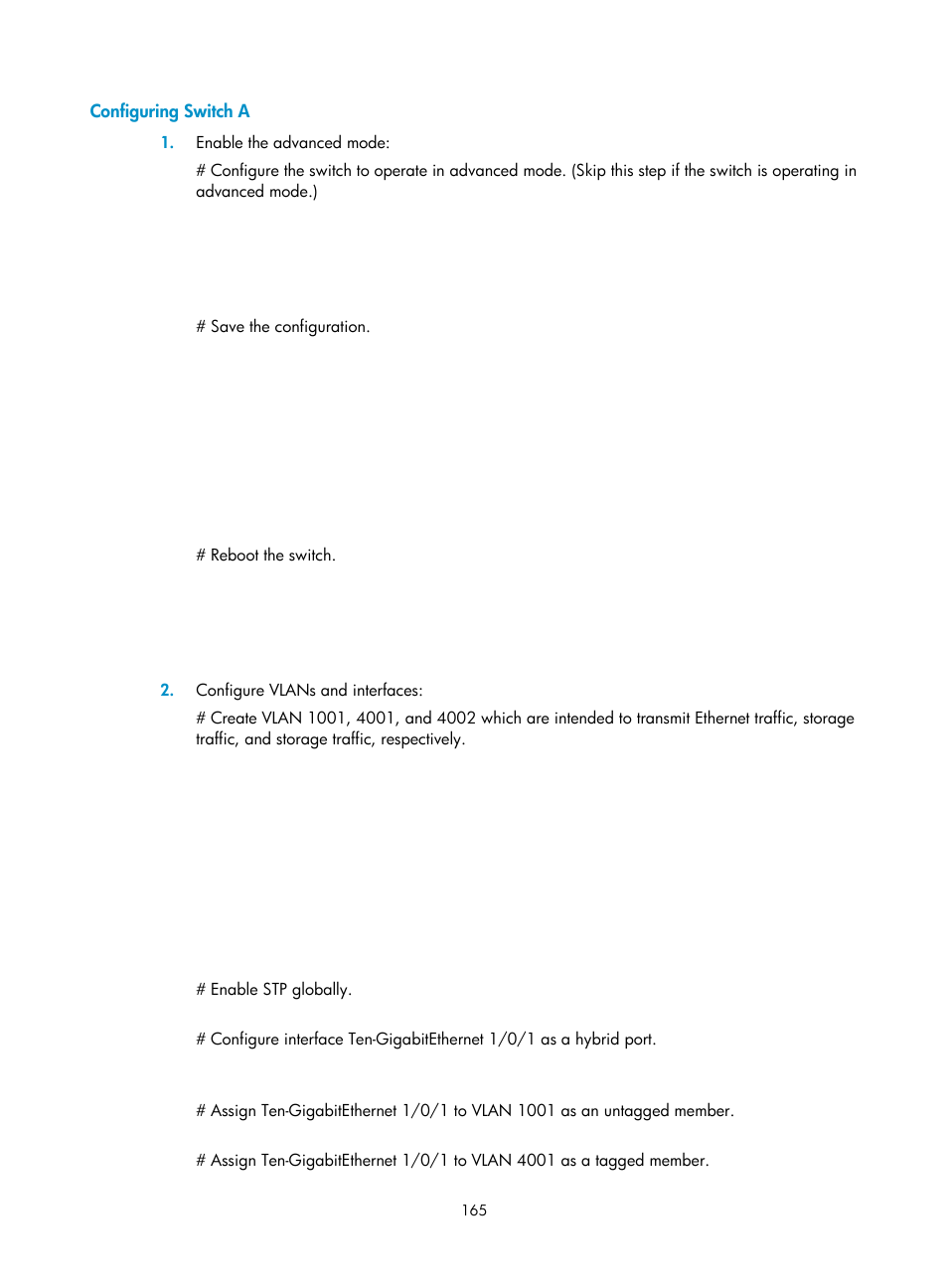 Configuring switch a | H3C Technologies H3C S5830V2 Series Switches User Manual | Page 176 / 235