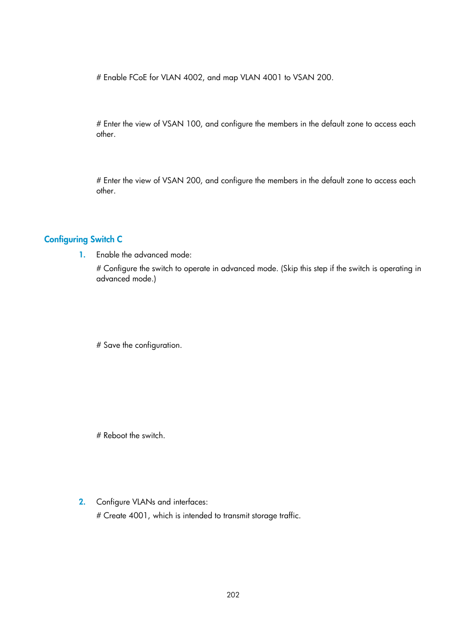 Configuring switch c | H3C Technologies H3C S5830V2 Series Switches User Manual | Page 213 / 235