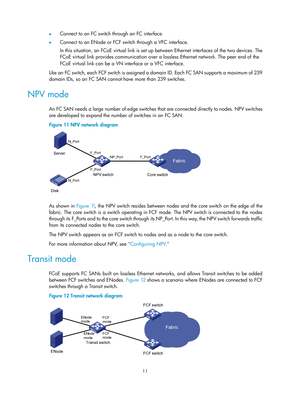 Npv mode, Transit mode | H3C Technologies H3C S5830V2 Series Switches User Manual | Page 22 / 235