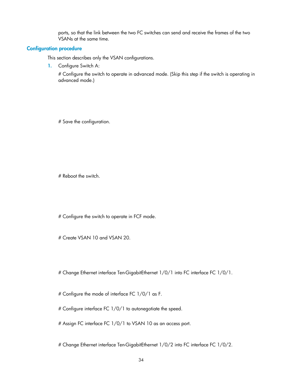 Configuration procedure | H3C Technologies H3C S5830V2 Series Switches User Manual | Page 45 / 235