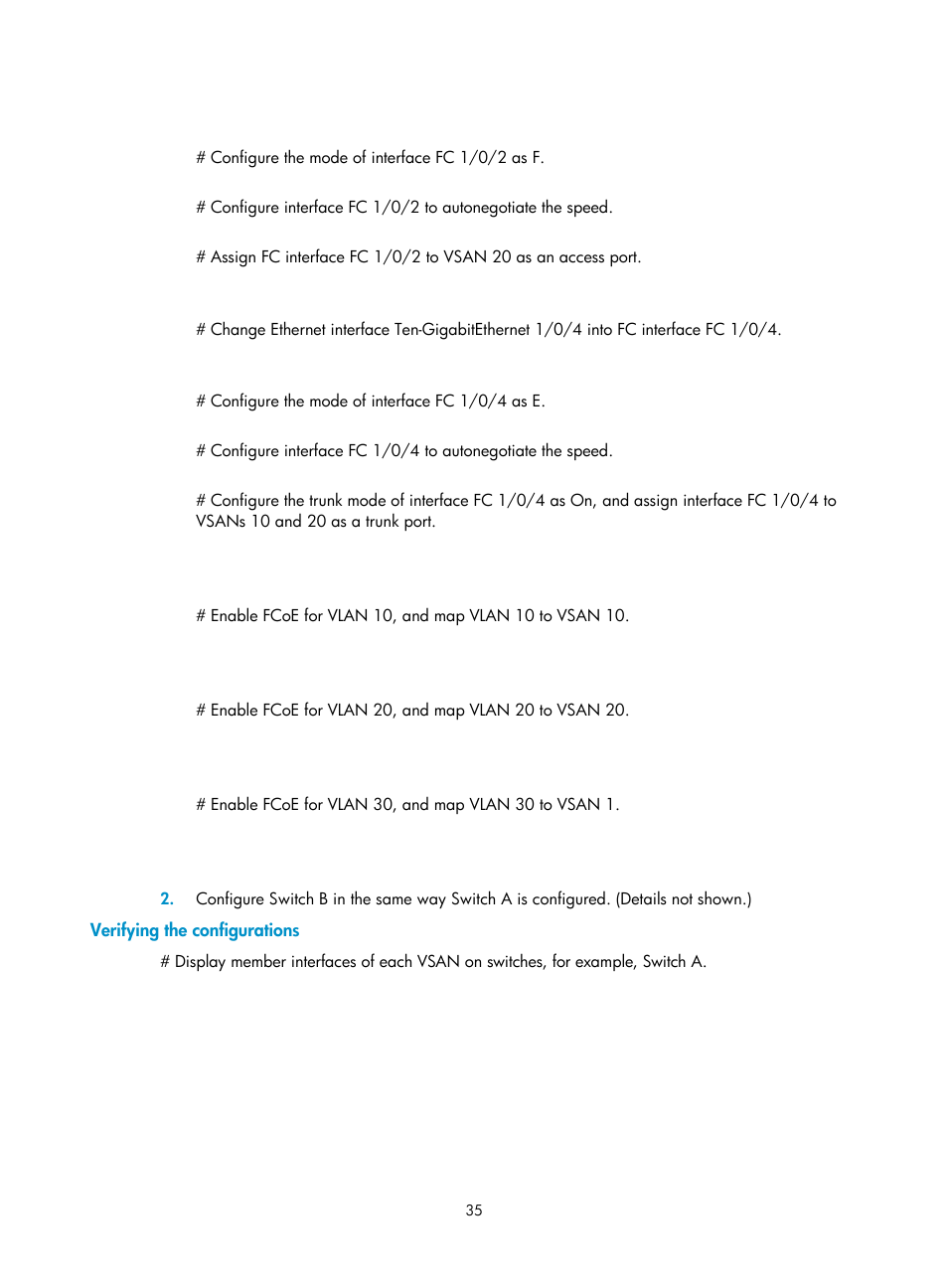 Verifying the configurations | H3C Technologies H3C S5830V2 Series Switches User Manual | Page 46 / 235