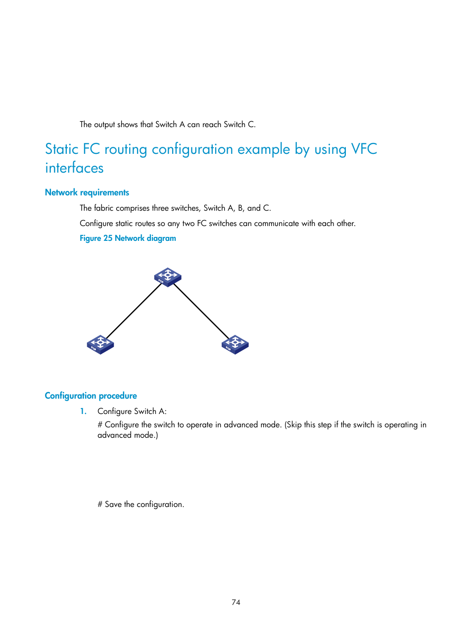 Network requirements, Configuration procedure | H3C Technologies H3C S5830V2 Series Switches User Manual | Page 85 / 235