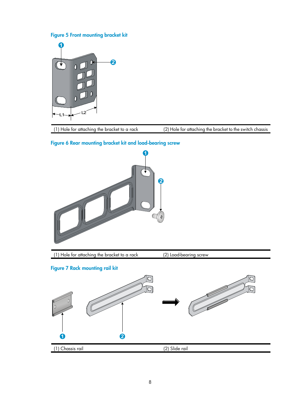 Mounting bracket kits | H3C Technologies H3C S5560 Series Switches User Manual | Page 17 / 101