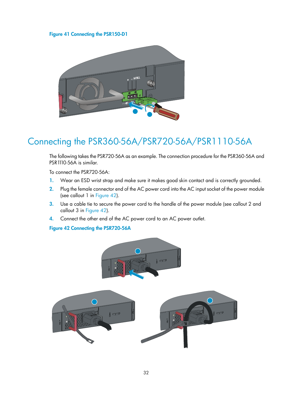 Connecting the psr360-56a/psr720-56a/psr1110-56a, Figure 41 | H3C Technologies H3C S5560 Series Switches User Manual | Page 41 / 101