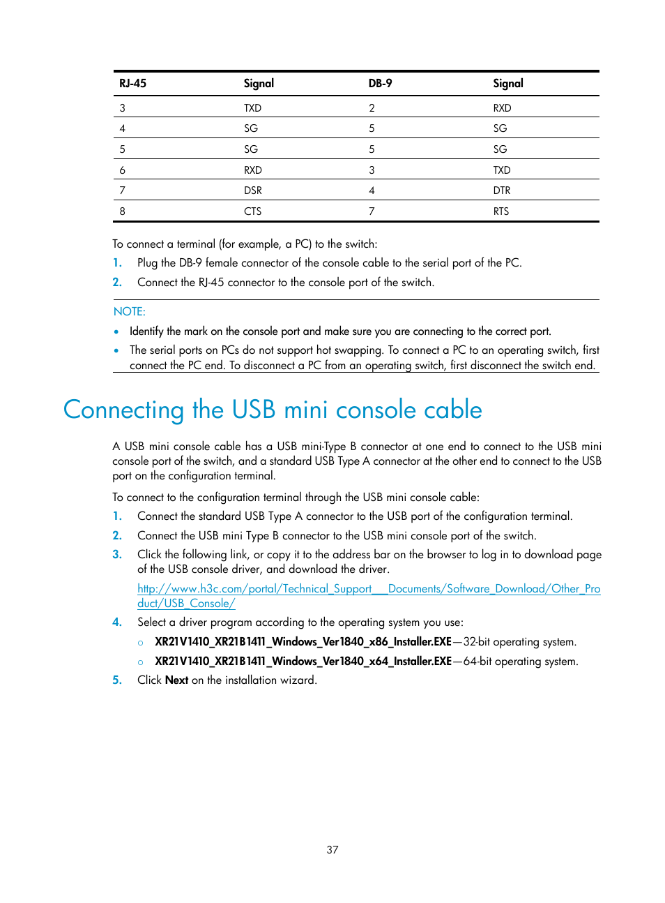 Connecting the usb mini console cable, Connecting the psr150-d1, Connecting the psr360-56a/psr720-56a/psr1110-56a | H3C Technologies H3C S5560 Series Switches User Manual | Page 46 / 101