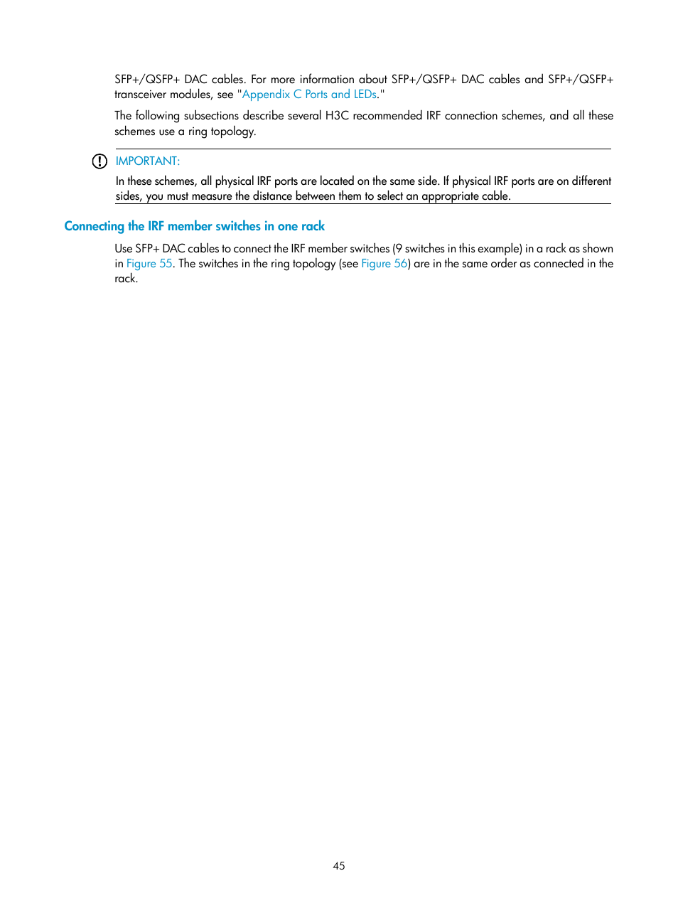 Connecting the irf member switches in one rack | H3C Technologies H3C S5560 Series Switches User Manual | Page 54 / 101