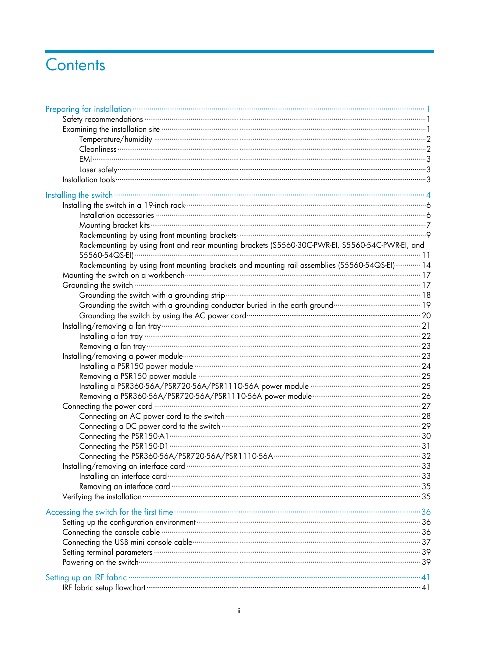 H3C Technologies H3C S5560 Series Switches User Manual | Page 7 / 101