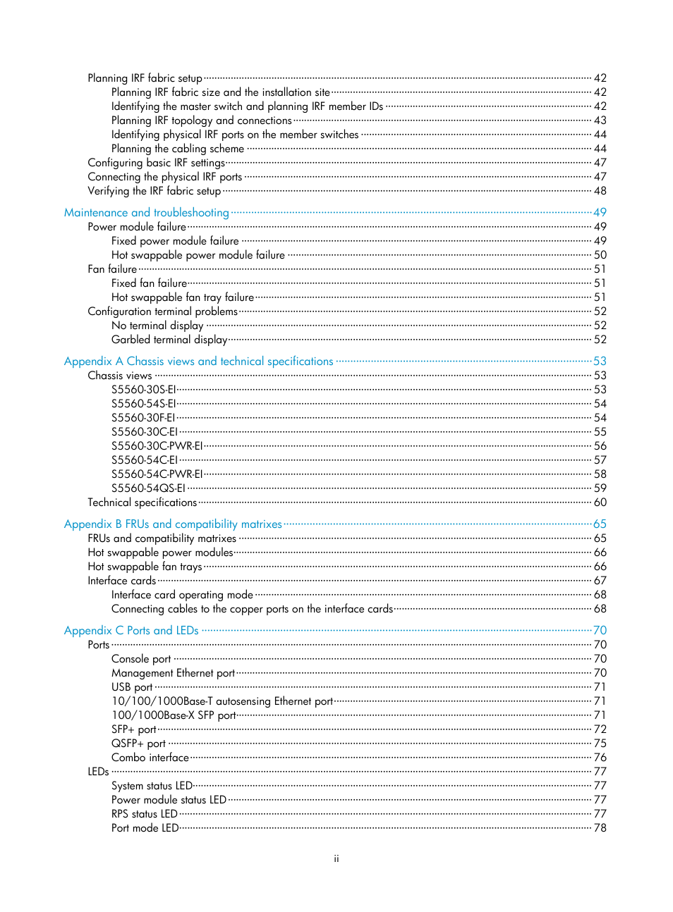 H3C Technologies H3C S5560 Series Switches User Manual | Page 8 / 101