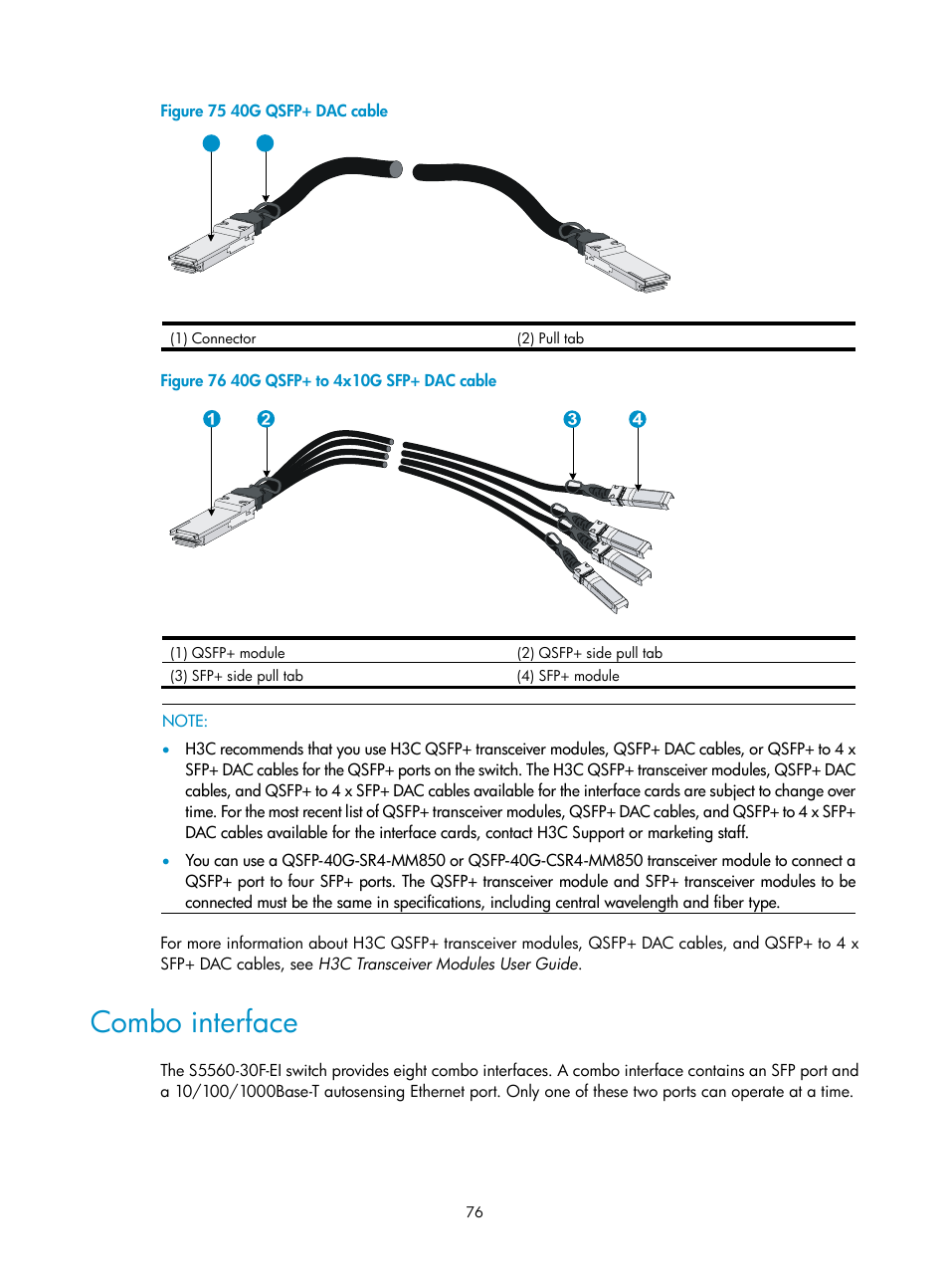 Combo interface, Appendix b frus and compatibility matrixes, Frus and compatibility matrixes | H3C Technologies H3C S5560 Series Switches User Manual | Page 85 / 101