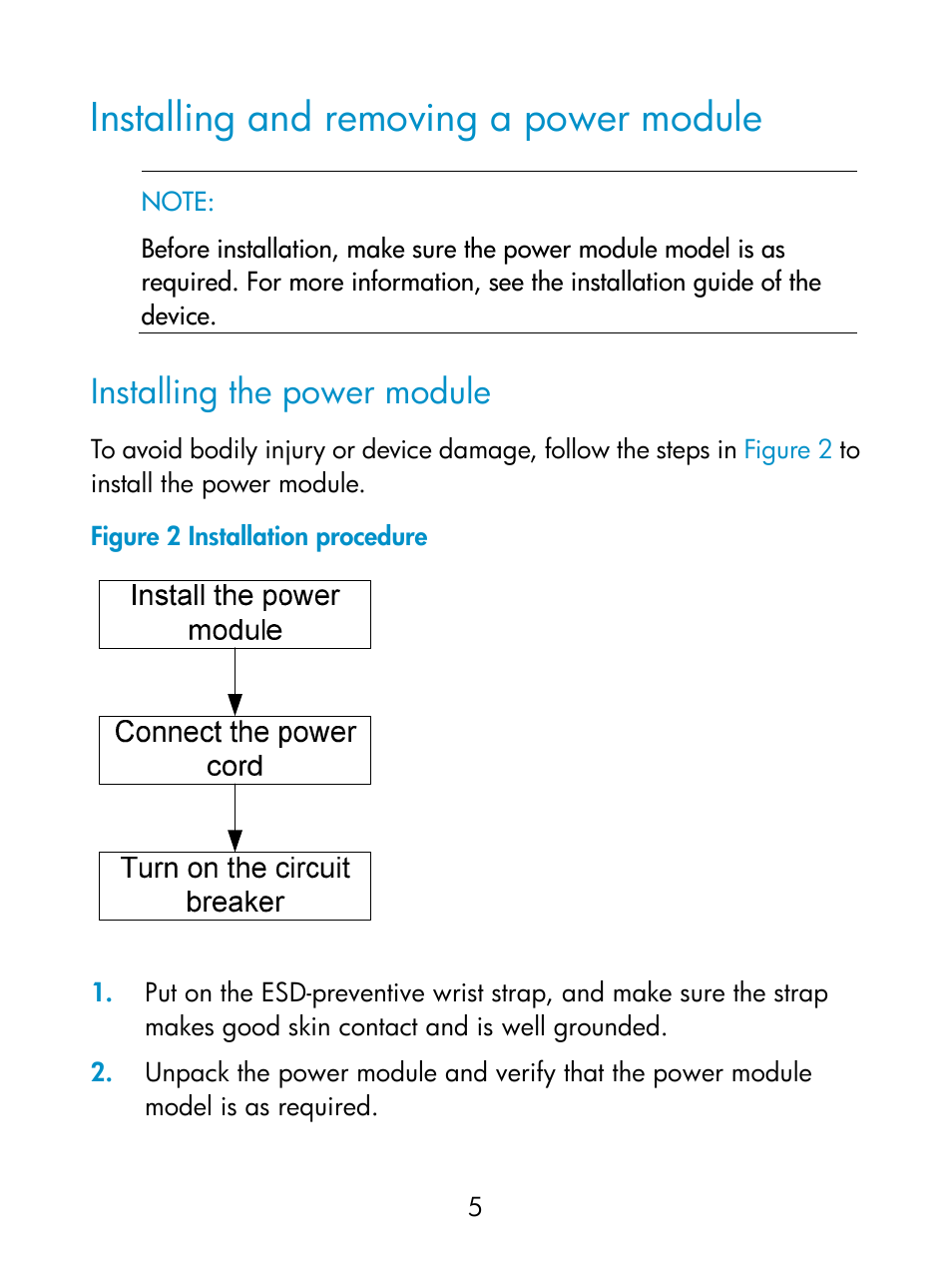 Installing and removing a power module, Installing the power module | H3C Technologies H3C S5560 Series Switches User Manual | Page 10 / 16