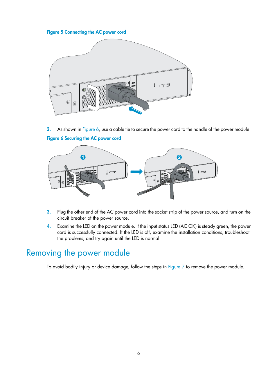 Removing the power module | H3C Technologies H3C S5560 Series Switches User Manual | Page 10 / 11