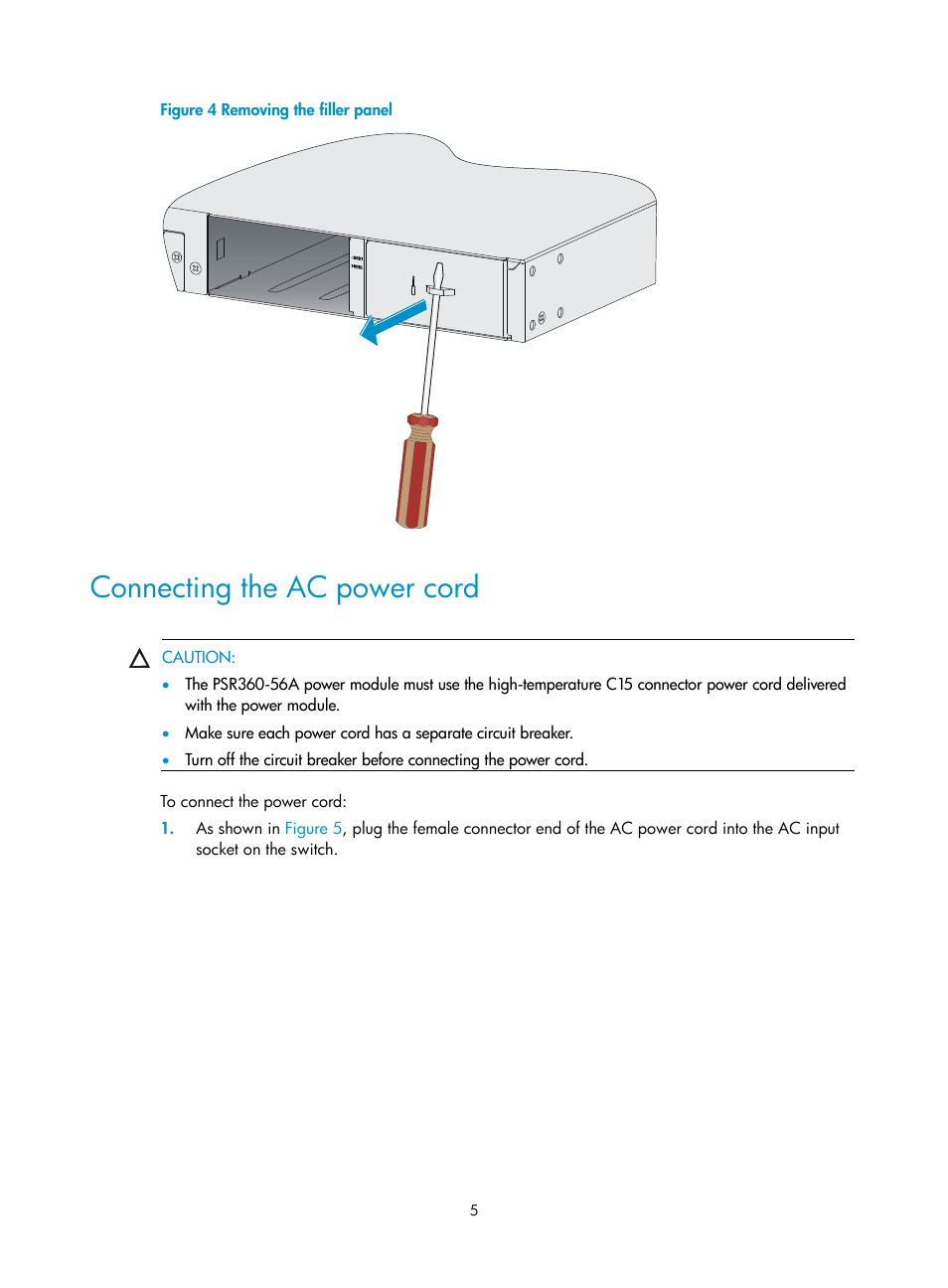 Connecting the ac power cord, Figure 4 | H3C Technologies H3C S5560 Series Switches User Manual | Page 9 / 11