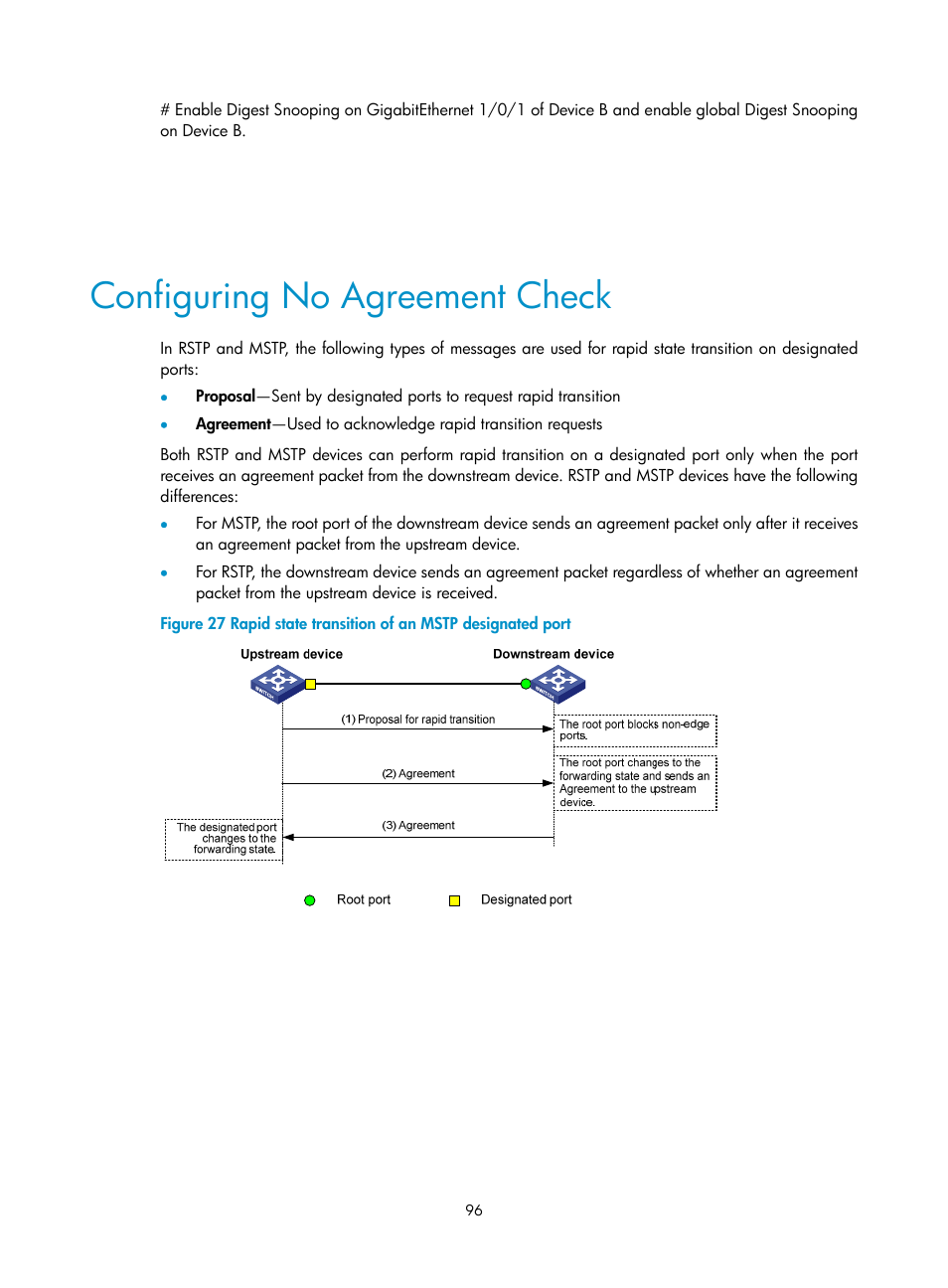 Configuring no agreement check | H3C Technologies H3C S5560 Series Switches User Manual | Page 130 / 321