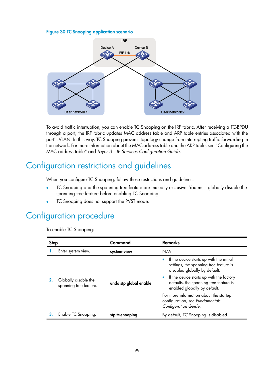 Configuration restrictions and guidelines, Configuration procedure, N in | Figure 30 | H3C Technologies H3C S5560 Series Switches User Manual | Page 133 / 321