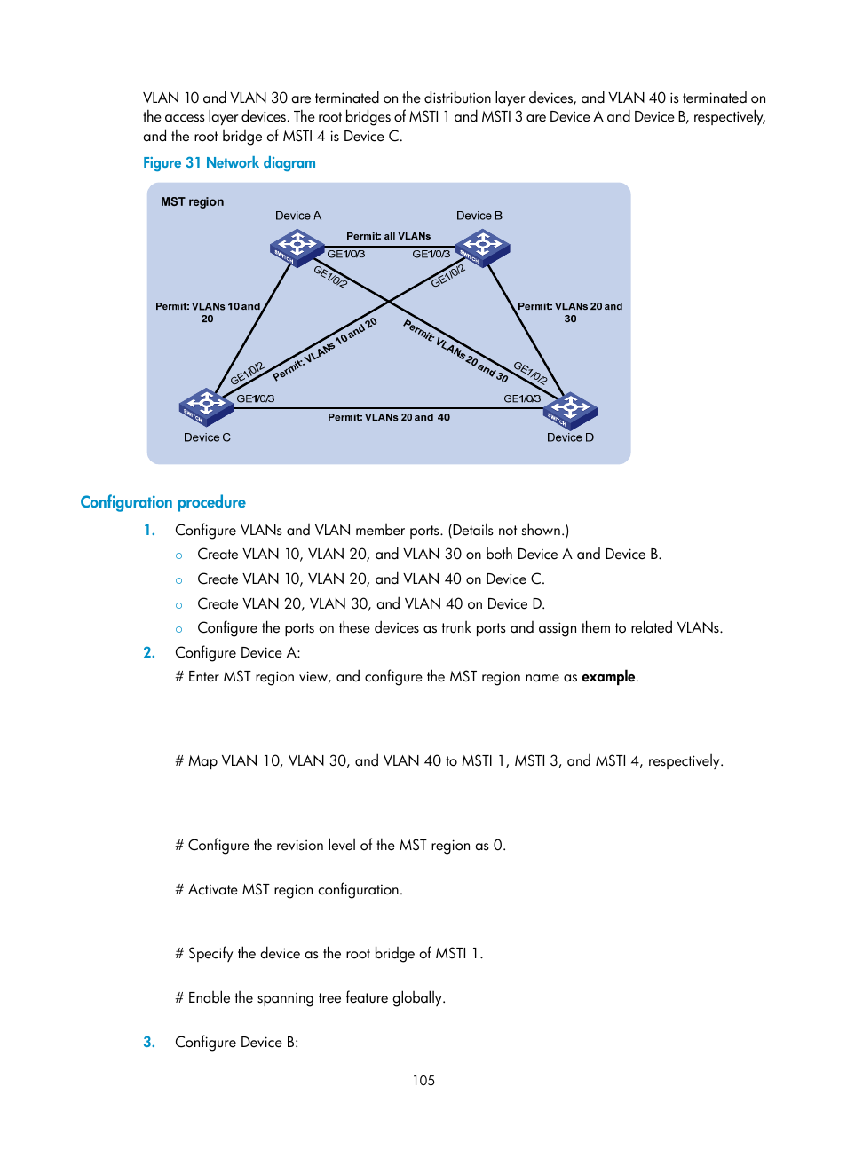 Configuration procedure | H3C Technologies H3C S5560 Series Switches User Manual | Page 139 / 321