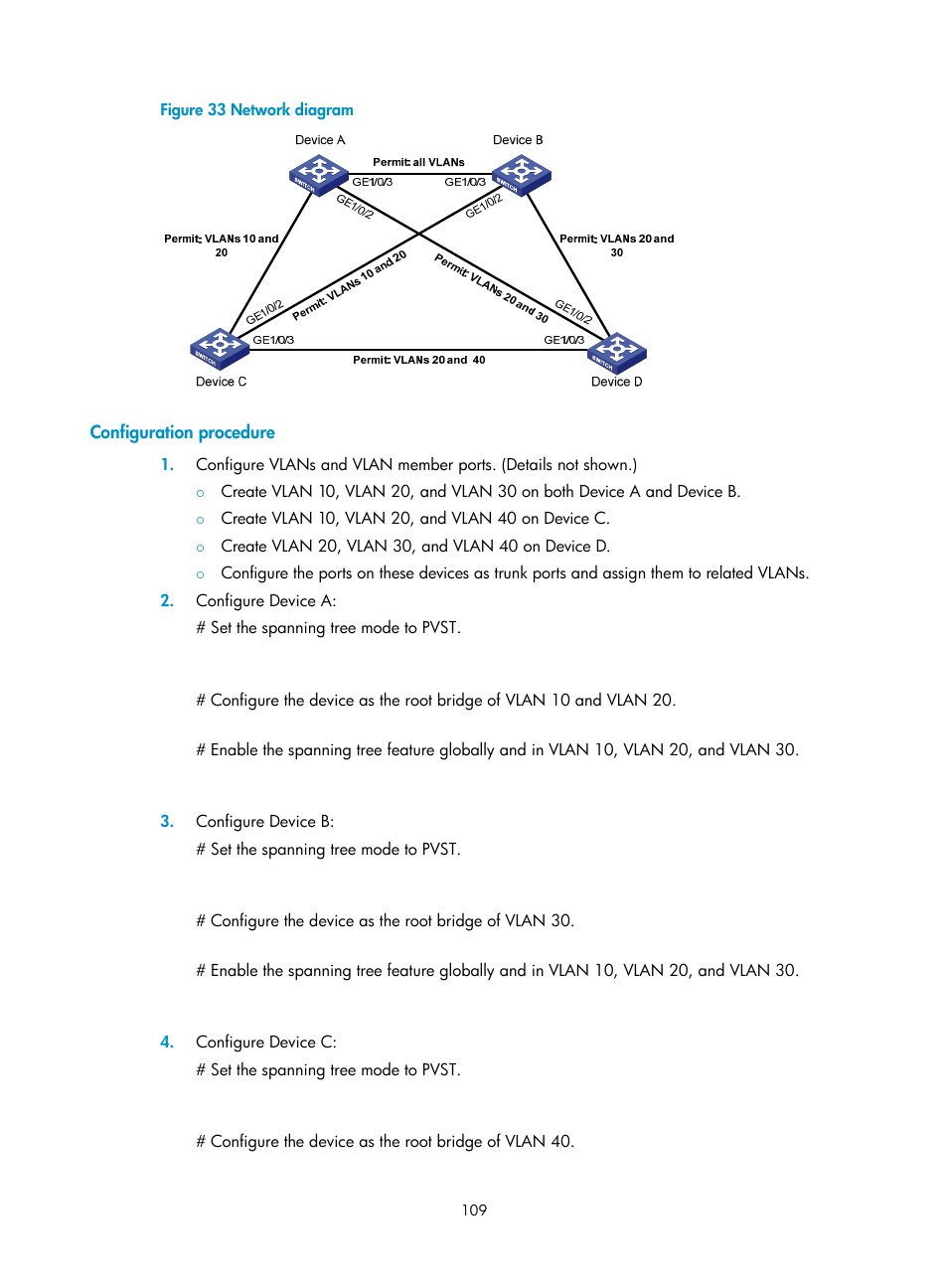 Configuration procedure | H3C Technologies H3C S5560 Series Switches User Manual | Page 143 / 321