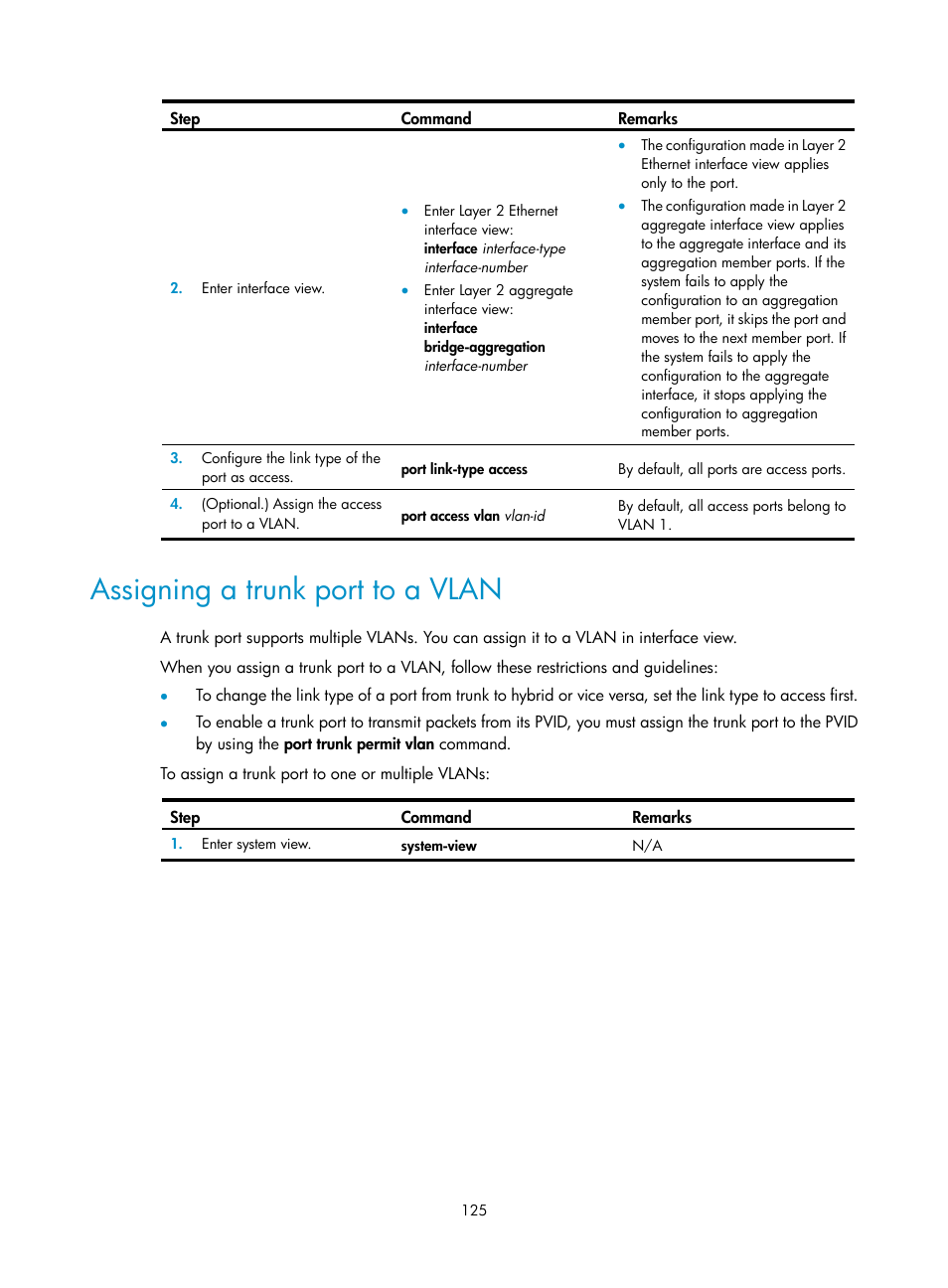 Assigning a trunk port to a vlan | H3C Technologies H3C S5560 Series Switches User Manual | Page 159 / 321