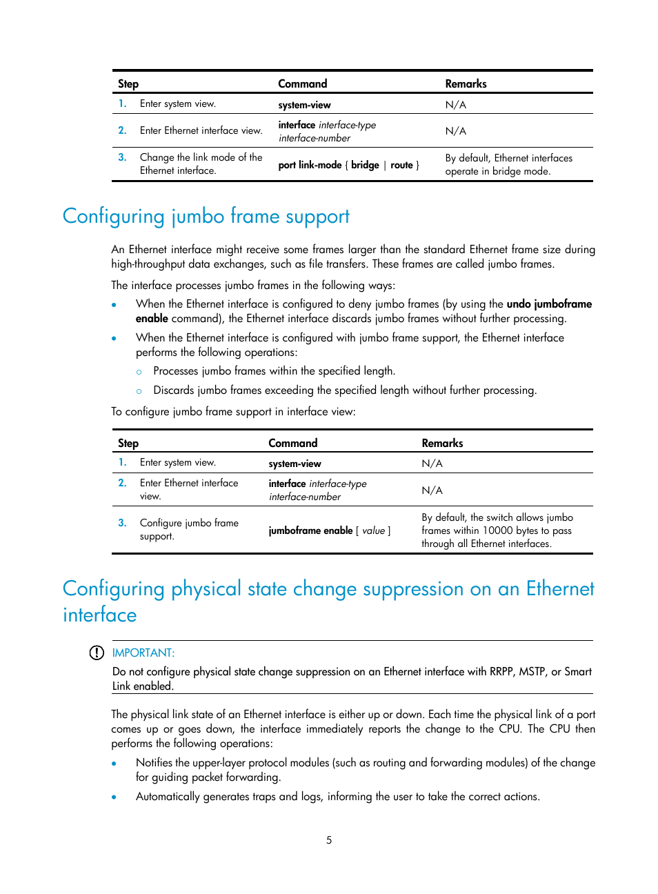 Configuring jumbo frame support | H3C Technologies H3C S5560 Series Switches User Manual | Page 19 / 321