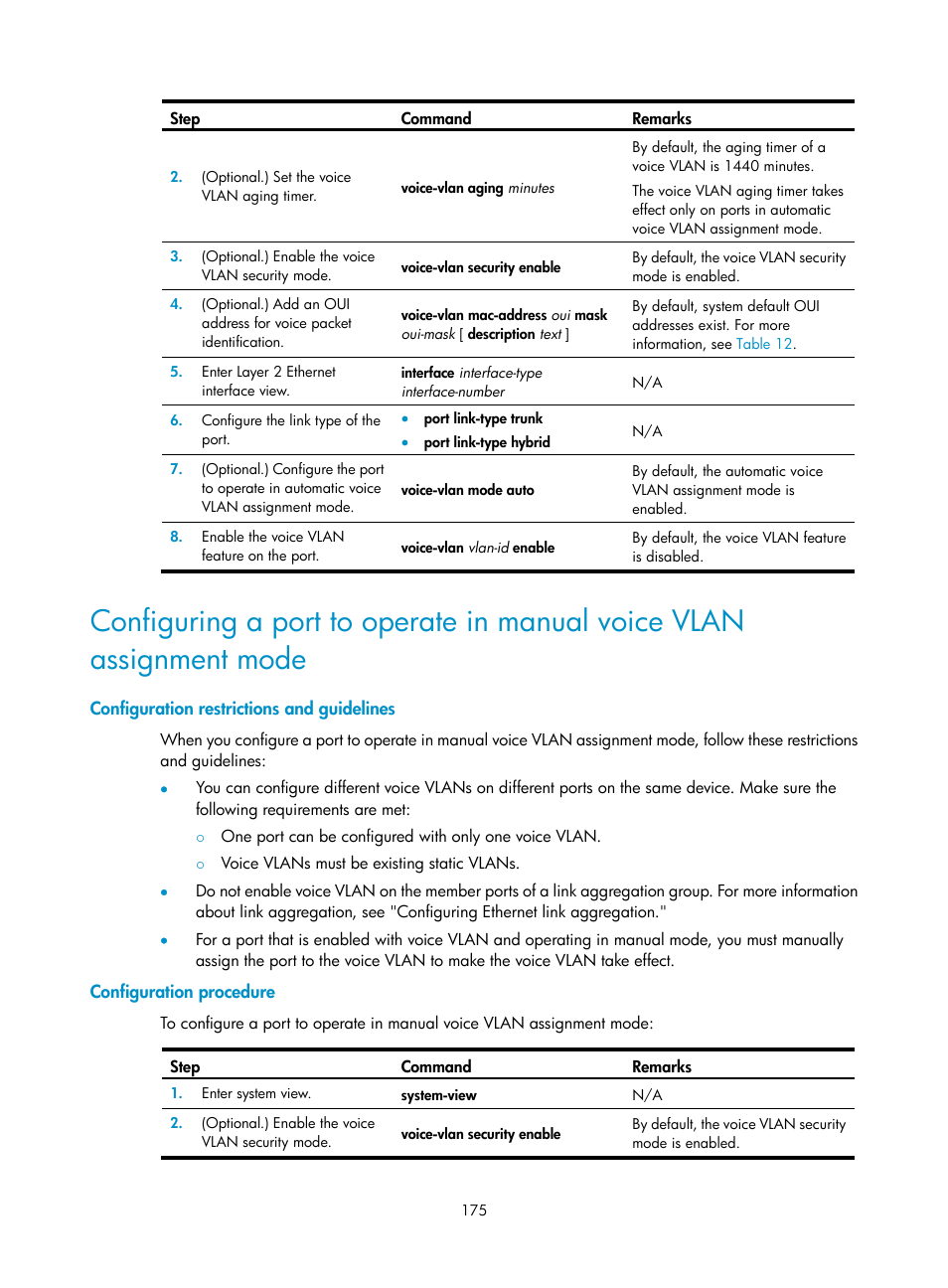 Configuration restrictions and guidelines, Configuration procedure | H3C Technologies H3C S5560 Series Switches User Manual | Page 209 / 321