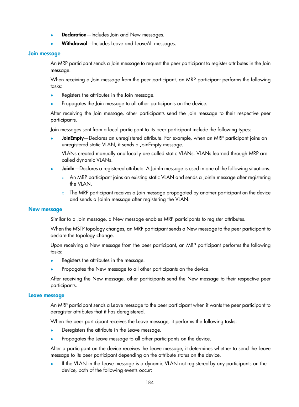 Join message, New message, Leave message | H3C Technologies H3C S5560 Series Switches User Manual | Page 218 / 321