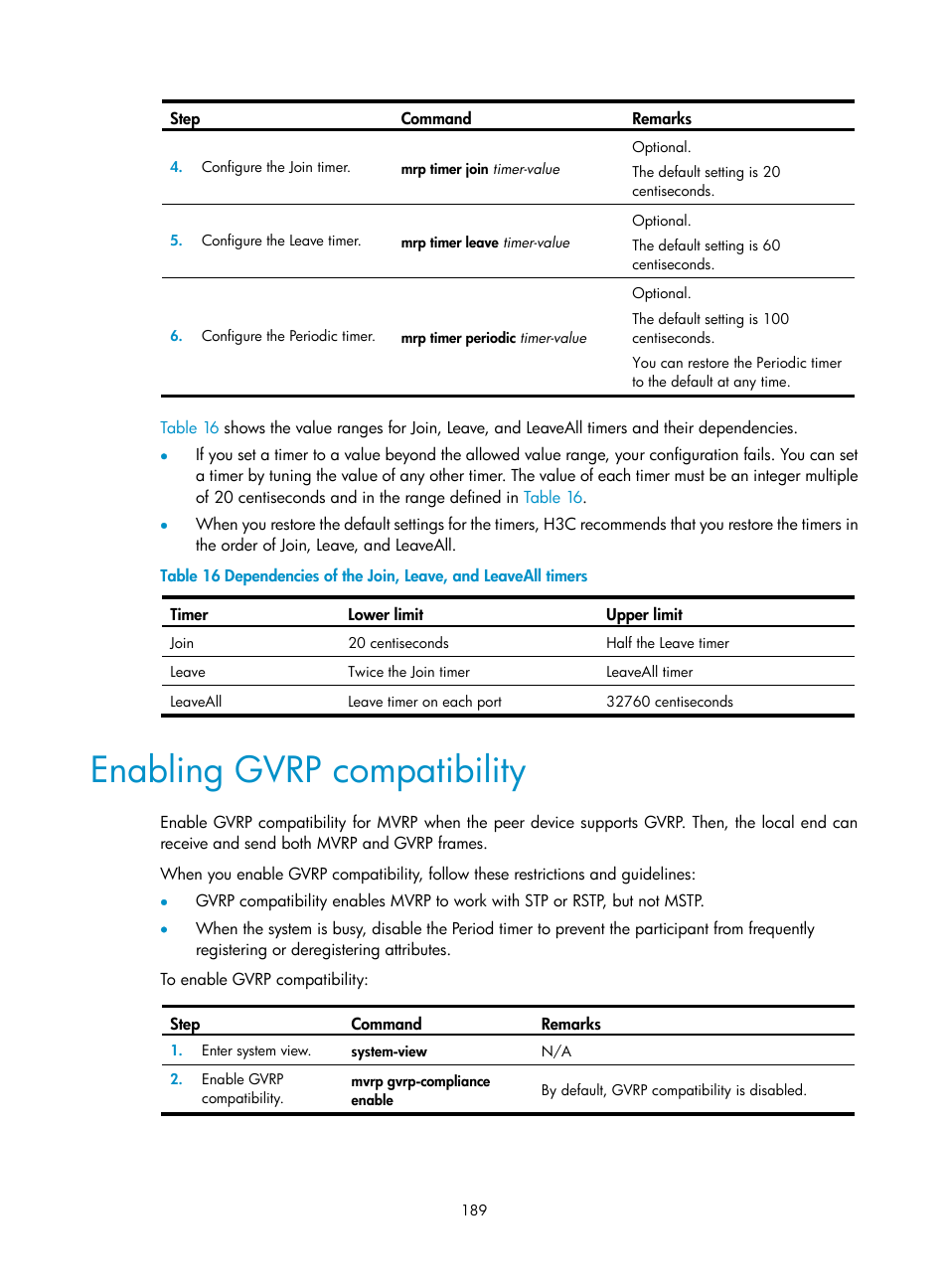 Enabling gvrp compatibility | H3C Technologies H3C S5560 Series Switches User Manual | Page 223 / 321