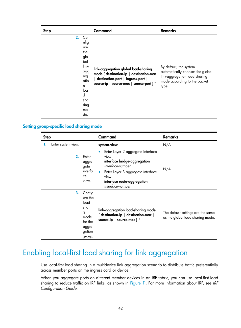 Setting group-specific load sharing mode | H3C Technologies H3C S5560 Series Switches User Manual | Page 76 / 321