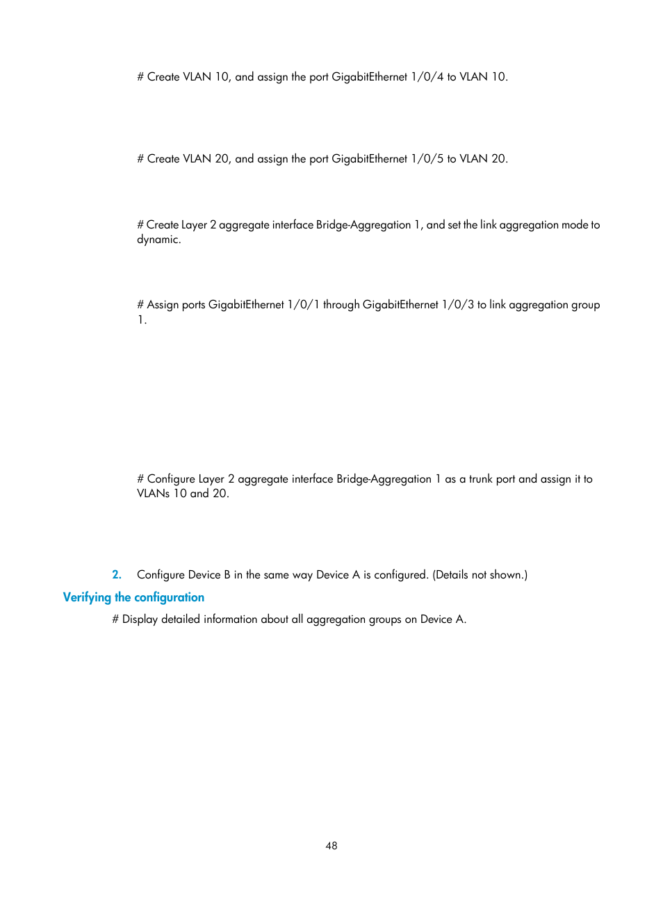 Verifying the configuration | H3C Technologies H3C S5560 Series Switches User Manual | Page 82 / 321