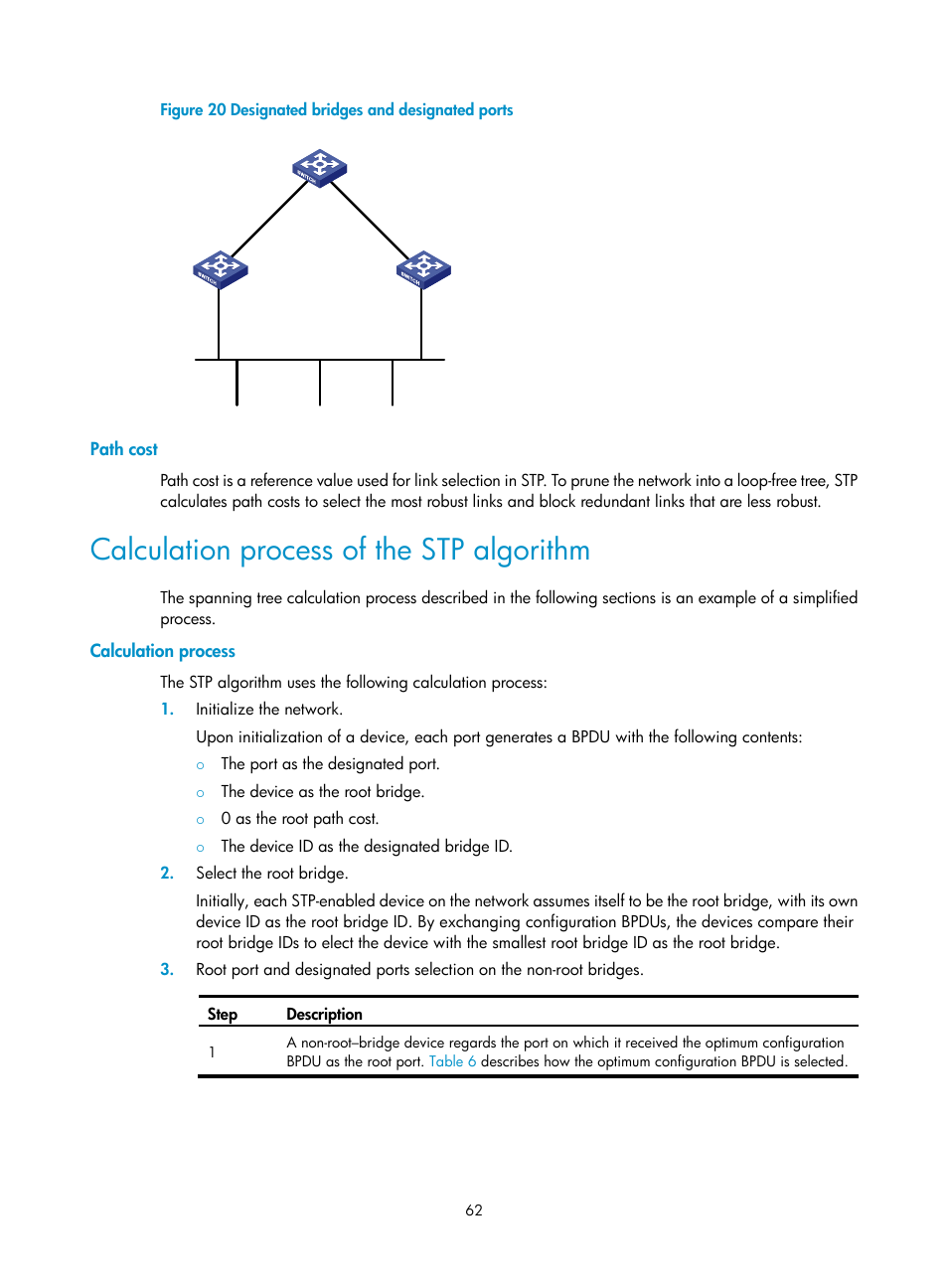 Path cost, Calculation process of the stp algorithm, Calculation process | H3C Technologies H3C S5560 Series Switches User Manual | Page 96 / 321